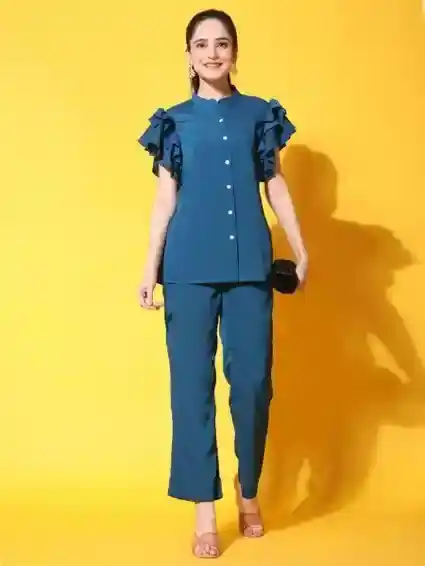 Women Coord Set in Teal Blue